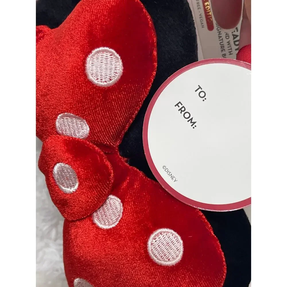 The Creme Shop Minnie Mouse 3D Teddy Spa Headband Plushie Bow Hairband Red Black
